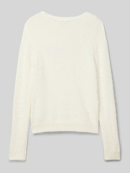 GUESS Strickpullover mit Label-Stitching Ecru 3