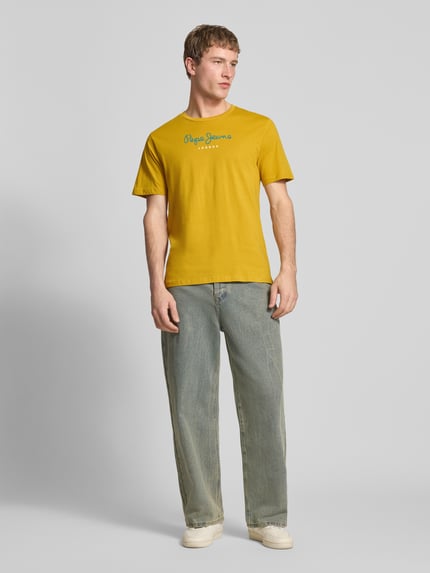 Pepe Jeans Regular Fit T-Shirt aus reiner Baumwolle Modell 'EGGO' GELB 1