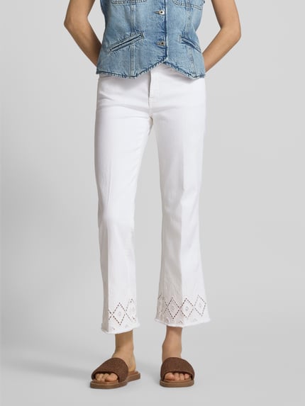 CAMBIO Flared Jeans mit Lochstickerei Modell 'FRANCESCA' Offwhite 4