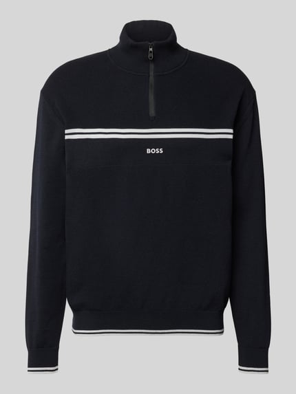 BOSS Green Regular Fit Troyer aus Baumwoll-Mix Modell 'ZONE' Dunkelblau 2