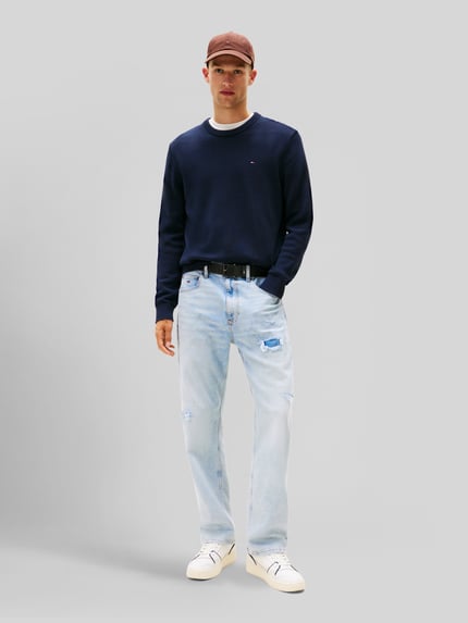 Tommy Jeans Regular Fit Pullover aus reiner Baumwolle Dunkelblau 1