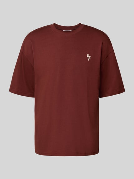 REVIEW T-shirt o kroju relaxed fit z okrągłym dekoltem Rdzawoczerwony 2