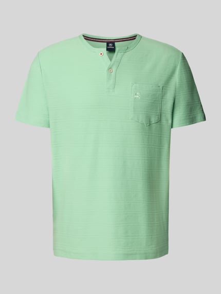LERROS T-shirt z kieszenią na piersi i wyhaftowanym logo model ‘SERAFINO’ Miętowy 2