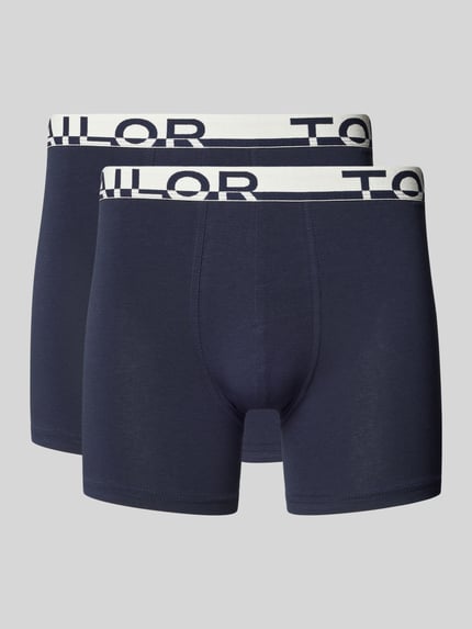 Tom Tailor Slim Fit Trunks mit Label-Schriftzug am Bund im 2er-Pack Marine 1