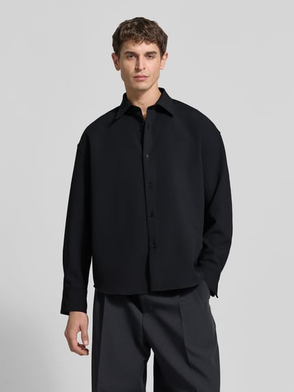 SEIDENSTICKER STUDIO Oversized Hemdjacke mit Kentkragen Modell 'STUDIO' Black 4