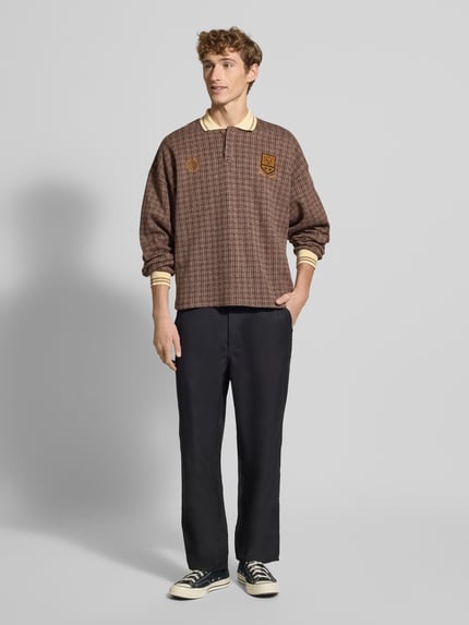 Don´t Waste Culture Poloshirt met ribboorden, model 'Alethea' Middenbruin - 1