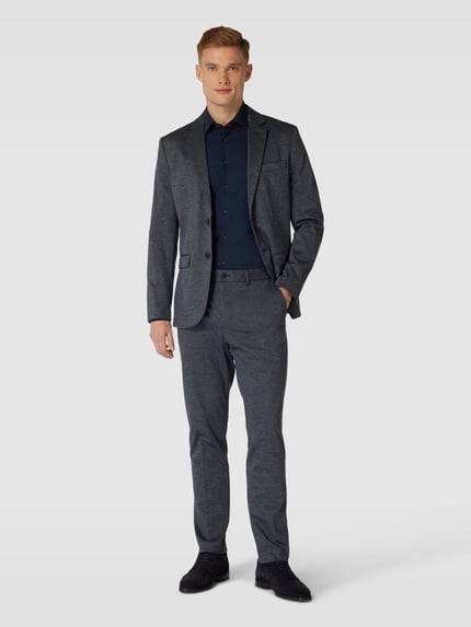 Jake*s koszula o kroju slim fit biznes z kołnierzykiem typu kent Granatowy 1