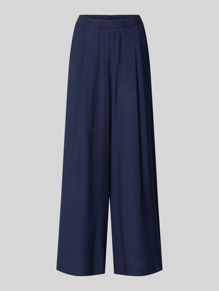 Productfoto, Wide Fit stoffen broek uit viscosemix model 'Frencis' van STEHMANN in donkerblauw met elastische band en steekzakken