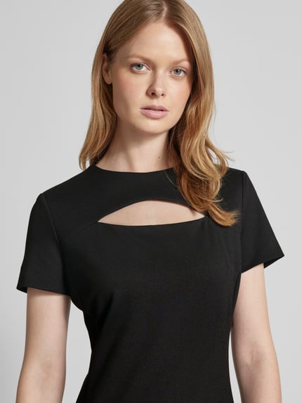 HUGO Kokerjurk met cut-out, model 'Kalmine' Zwart - 3