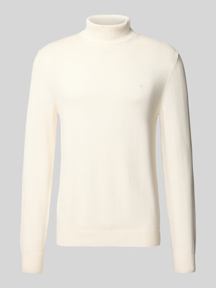 Christian Berg Men Sweter o kroju slim fit z mieszanki bawełny i wełny Złamany biały melanż 2