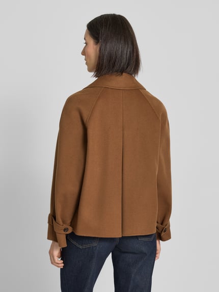 Max Mara Studio Kurtka wełniana o kroju regular fit z mieszanki żywej wełny i jedwabiu z domieszką kaszmiru model ‘NUPAR’ Koniakowy 5