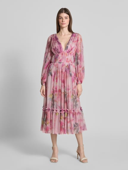 Lace & Beads Cocktailkleid mit V-Ausschnitt Rosa 4