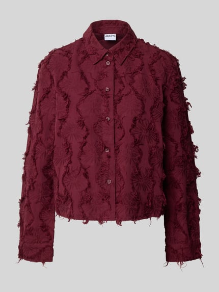 Jake*s Casual Regular Fit Hemdbluse mit Leinen-Anteil Aubergine 2