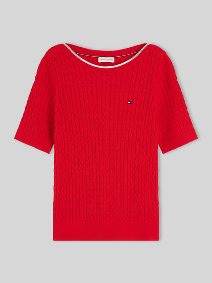 Tommy Hilfiger regular fit pullover van puur katoen met korte mouwen Rood - 2