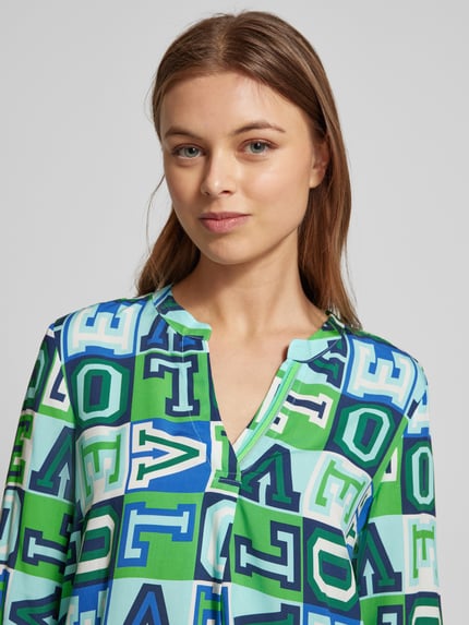 Emily Van den Bergh Regular Fit Bluse mit Tunikakragen Gruen 3