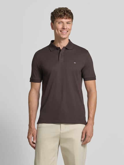 Christian Berg Men koszulka polo o kroju regular fit z haftem Czekoladowy 4