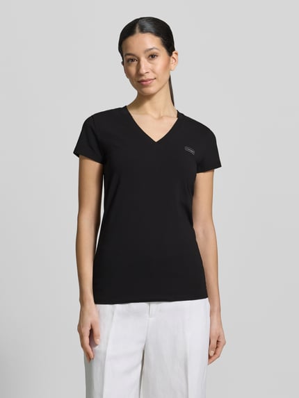 Armani Exchange T-shirt met V-hals en label-stitching Zwart - 4