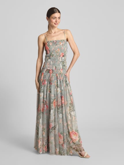Lace & Beads Avondjurk met smokdetails Lichtgrijs - 1