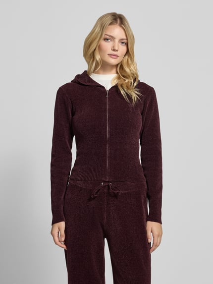 Juicy Couture Sweatjacke mit Kapuze Modell 'MAYA KNIT HOODIE' Dunkelrot 4