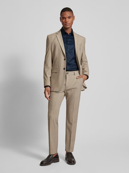 Jake*s Slim Fit Businesshemd aus Satin Marine 1