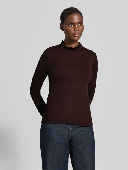 MORE & MORE Slim Fit Longsleeve aus Baumwoll-Mix Dunkelbraun 4