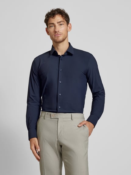 BOSS Slim Fit Businesshemd aus Feintwill mit Stretch-Anteil Modell 'HANK' Marine 4