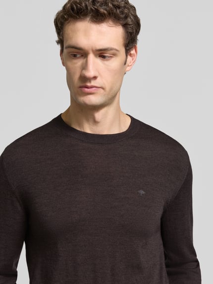 Fynch-Hatton Strickpullover aus Wolle mit Rundhalsausschnitt Dunkelbraun 3