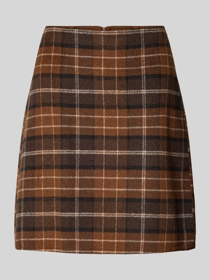 Produktfoto, Rock mit formgebenden Nähten von S.OLIVER CASUAL im karierten Muster, mehrfarbig in Brauntönen, Mini-Länge, Wollmix-Material