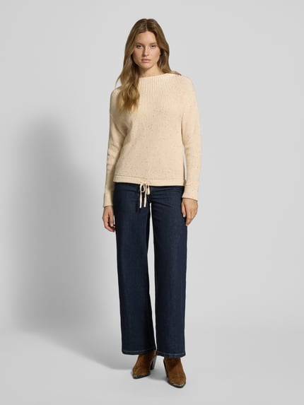 Jake*s Casual Gebreide pullover met extra brede schouders en tunnelkoord Ecru - 1