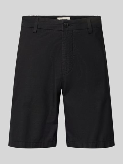 Produktfoto, Shorts mit Gesäßtaschen Modell 'YASAN' von Drykorn, heren korte broek in zwarte mix van katoen en linnen, regular fit, bandwijdte maat 32: 45 cm, binnenbeenlengte maat 32: 50 cm