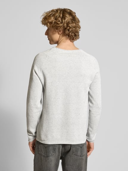 JACK & JONES Gebreide pullover met labelpatch, model 'HILL' Middengrijs gemêleerd - 5