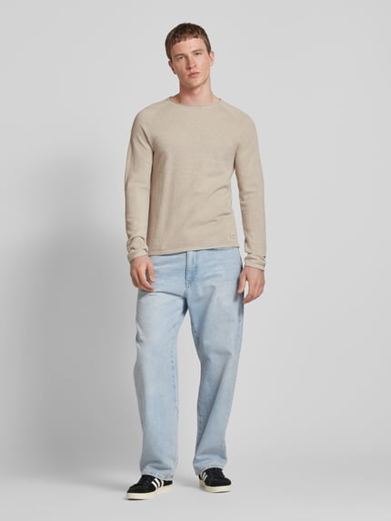 JACK & JONES Gebreide pullover met labelpatch, model 'HILL' Offwhite - 1