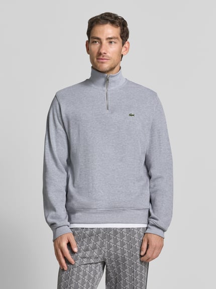 Lacoste Regular Fit Troyer aus reiner Baumwolle Hellgrau 4