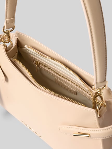 Productfoto, schoudertas met labeldetail model 'NIVALIS RE' van Valentino Bags, beige met goudkleurige ritsen, Dames schoudertas