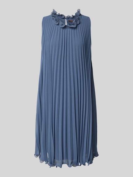 Vera Mont Knielanges Cocktailkleid mit Plisseefalten Rauchblau 2