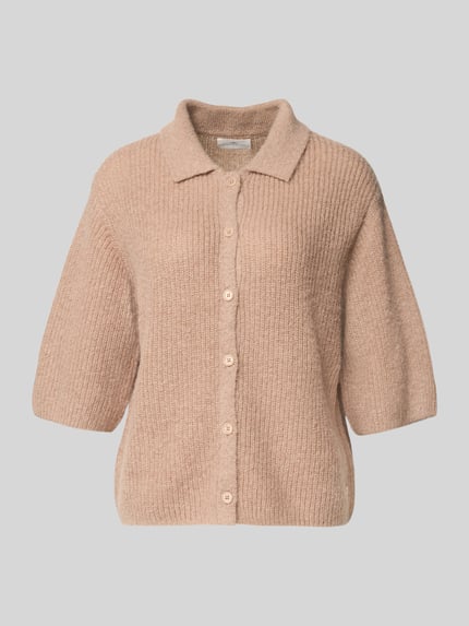 Fynch-Hatton Strickjacke mit Umlegekragen Hellbraun 2