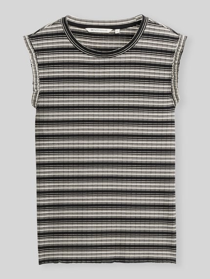 Tom Tailor Denim slim fit top in ribstructuur Black - 2