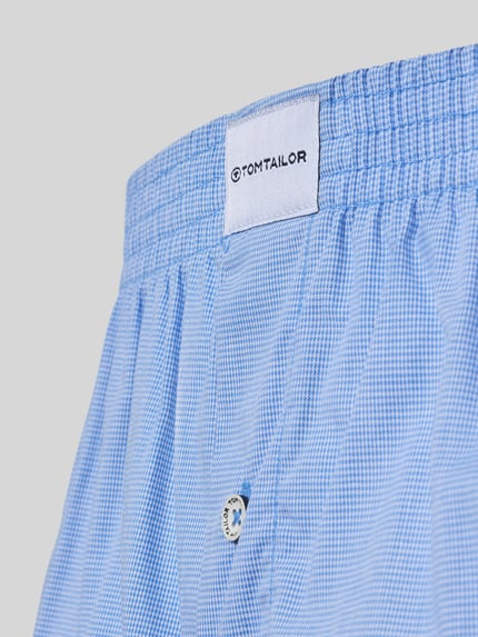 Produktfoto, Boxershorts aus Baumwolle im 2er-Pack von TOM TAILOR mit Karomuster, Elastischer Bund, Lockerer-Schnitt, geknöpfter Eingriff.