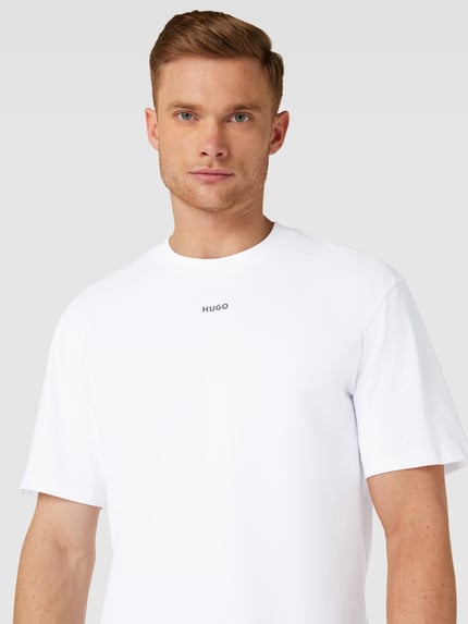 HUGO T-Shirt mit regulärem Schnitt und Label-Print Weiss 3