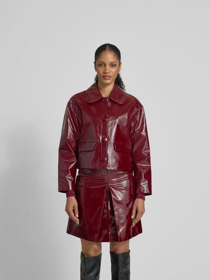 Self-Portrait Jacke in Leder-Optik Bordeaux 4