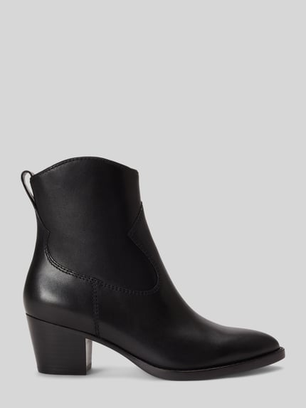 Lauren Ralph Lauren Botki ze skóry welurowej cielęcej z obcasem w stylu kowbojskim Czarny 2