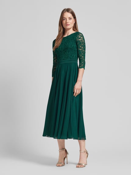 SWING Cocktailjurk van gehaakt kant Donkergroen - 1