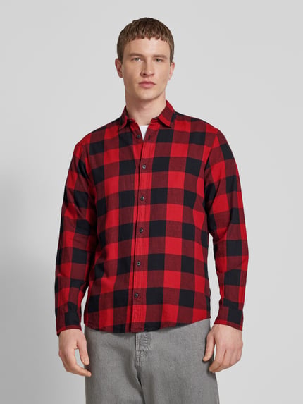 JACK & JONES Freizeithemd mit Knopfleiste Modell 'GINGHAM' Hellrot 4