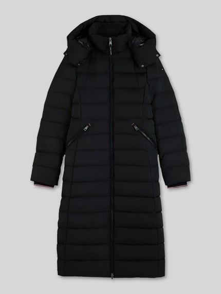 Tommy Hilfiger Slim Fit lange donsjas met stormboeien Zwart - 2