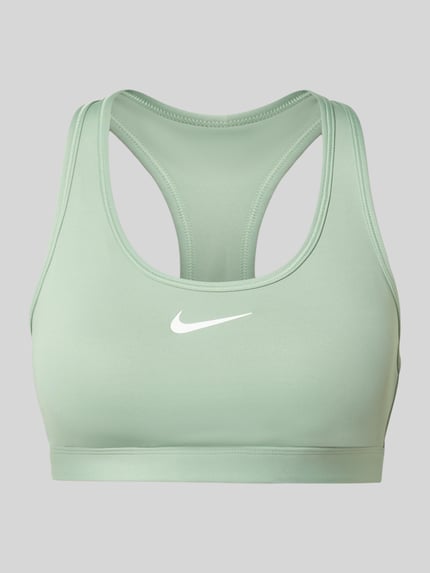 Nike Training Sport-bh met logoprint model 'Swoosh' Kaki - 1