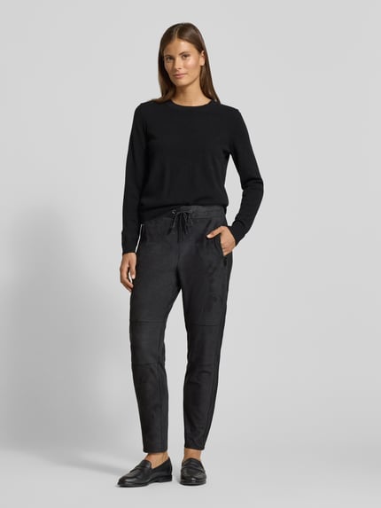 s.Oliver BLACK LABEL Tapered Hose in Lederoptik mit Tunnelzug Anthrazit 1