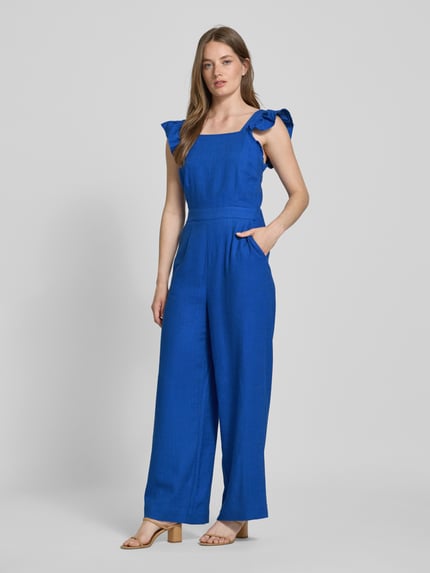 YAS Loose Fit Jumpsuit aus Viskose-Leinen-Mix Modell 'ISMA' Royal 1