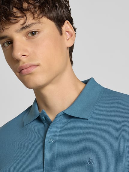 JACK & JONES Poloshirt met labelstitching, model 'AUSTIN' Oceaanblauw - 3
