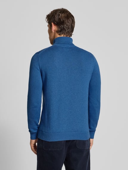 Christian Berg Men Sweter o kroju slim fit z mieszanki bawełny i wełny Jeansowy niebieski melanż 5