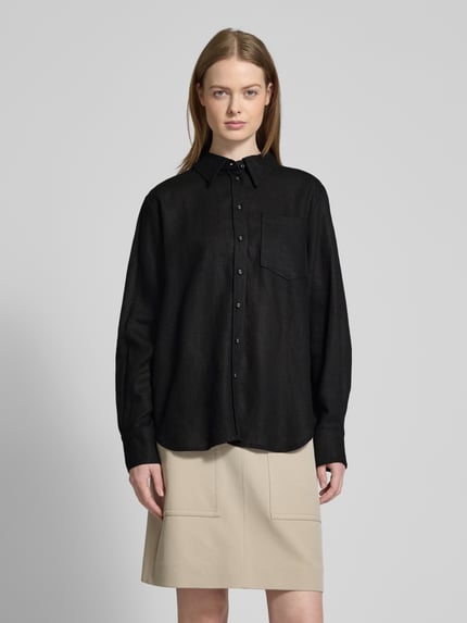 YAS Relaxed Fit Leinenbluse Modell 'FLAXY' Black 4